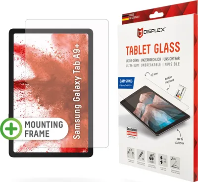 Produktbild von DISPLEX Tablet Glass (9H) für Samsung Galaxy Tab A9+, Eco-Montagerahmen L-Form, unzerbrechlich, Klare Bildschirmschutzfolie, 9H, Gehärtetes Glas, 20 g, 1 Stück(e)