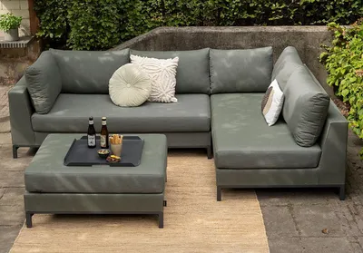 Produktbild von home24 Loungesofa - 3-teilig - Aluminium / Webstoff