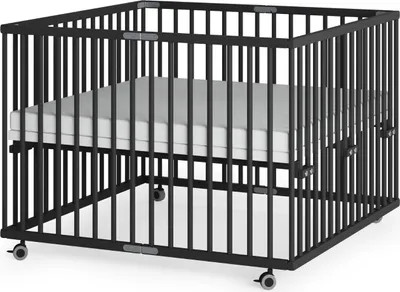 Produktbild von Laufgitter 100x100 cm faltbar mit Cloud Air Matratze - Black Edition