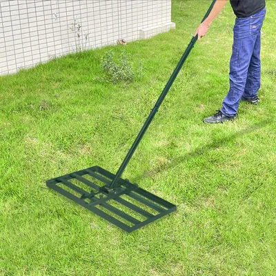 Immagine prodotto di QEENTOE, raschietto per la manutenzione dei campi da golf con manico, dimensioni 25 x 75 cm, colore verde, utilizzabile su campi da golf, campi da calcio, nonché in giardini privati