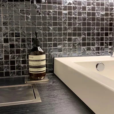 Produktbild von Handmuster Keramik Mosaik Baku schwarz Mosaikfliese Wand Fliesenspiegel Küche Bad MOS18-0303_m