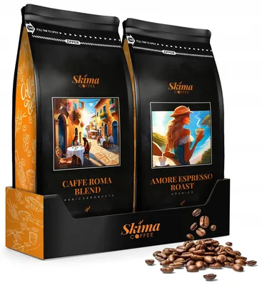 Immagine prodotto di Caffè in grani 2 x 1 kg AMORE ESPRESSO ROAST/CAFFE ROMA BLEND appena tostato