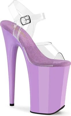Produktbild von INFINITY-908 Pleaser Damen High Heels Plateau klare Riemchen Sandaletten lavendel
