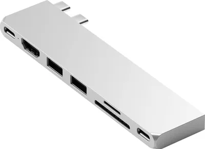 Produktbild von Satechi Pro Hub Slim – USB 4 mit 6K Display-Unterstützung – HDMI-Anschluss mit HDR und HDCP – SD/MicroSD-Kartenslots für gleichzeitigen Zugriff