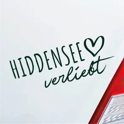 Produktbild von Auto Aufkleber Hiddensee verliebt Herz Insel Ostsee Liebe Car 19x7 cm Dunkelgrün Sticker Heckscheibenaufkleber