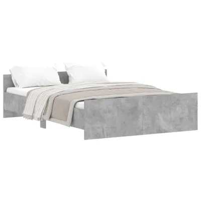 Image de vidaXL Cadre de lit avec tête et pied de lit gris béton 135x190 cm