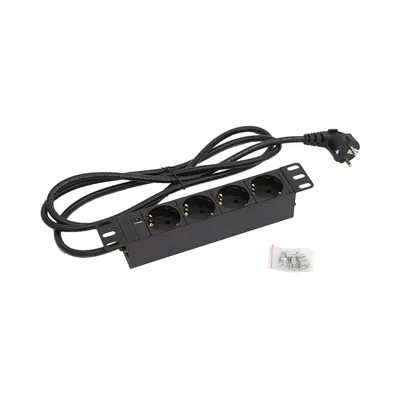 Image de Triton RAB-PD-X91-C1 - Bloc multiprise (montage en rack) - CA 230 V - connecteurs de sortie : 4 - 25,4 cm (10") - 2,0m - RAL 9005 (RAB-PD-X91-C1)