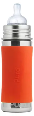 Produktbild von Pura Kiki Babyflasche mit Sauger, Edelstahl Sleeve Hülle, 300 ml, plastikfrei Orange