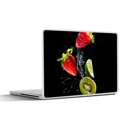 Produktbild von MuchoWow® Laptop Aufkleber Sticker Cover Obst - Wasser - Schwarz - Stillleben Erdbeere - Kiwi 32.5x23.5 cm - Sticker für Laptop - Selbstklebend
