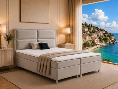 Produktbild von Best For Home Boxspringbett Trinity K-11 mit 7-Zonen-Bonell-Federkernmatratze | Boxspringbett 160x200 mit Bettkasten | Doppelbett mit Matratze und Stauraum | Polsterbett –Lieferung bis Bordsteinkante