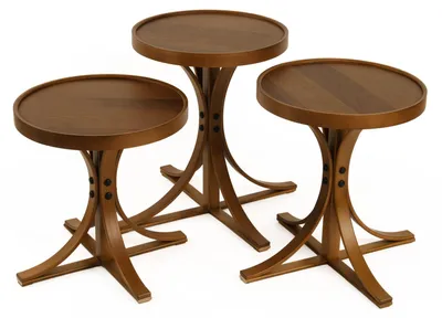 Produktbild von Skye Decor, Hochwertiger Nesting Tisch (3 Teile) aus Walnuss, 100% Buchenholz