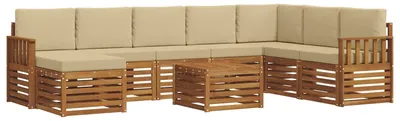 Zdjęcie produktu dla vidaXL Zestaw mebli ogrodowych, sofa i fotele, 9 sztuk, kolor naturalny i beżowy