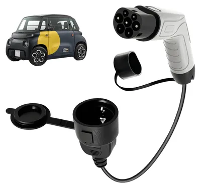 Immagine prodotto di Adattatore Schuko per caricabatterie di auto elettrica, 3,5 kW, 16 A, cavo di ricarica di tipo 2 da 0,5 metri, compatibile con veicoli elettrici e scooter