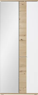 Produktbild von Garderobenschrank "SIGNO II" aus MDF in Artisan/Weiß mit 2 Türen und Absetzungen in Artisan Eiche. Abmessungen (BxHxT) 80x200x38 cm