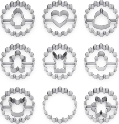 Produktbild von Pl?tzchen Ausstecher Set,9 Stš¹ck Keksausstecher Weihnachten,Mini Ausstechformen Edelstahl, Klein Weihnachten Ausstecher fš¹r Tortendekorationen, Zuckerkuchen,und Kekse