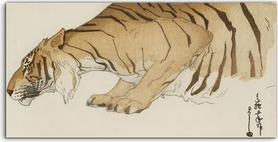 Produktbild von Coloray Acrylbild 100x50  Wandbild Acrylbilder Tier Katze Japanisch Skizze des Tigers