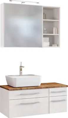 Produktbild von Waschtisch-Set Gästebad Waschplatz Badezimmer Handwaschplatz Bad Set "Davos XVI" Weiß/Weiß-Matt