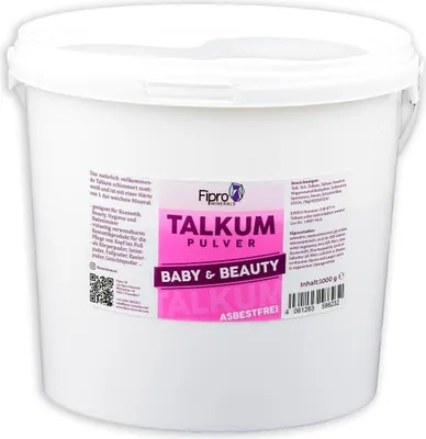 Produktbild von TALKUM fein & rein Talkumpuder-Talkumpulver TALKUMPUDER FEIN 1kg Eimer 100% Talk Talc asbestfrei und ohne Zusatstoffe - für die direkte Anwendung als Kompaktpuder Intimpuder-Intimpflege Gesichtpuder Rasierpuder Fußpuder oder für die Kosmeti