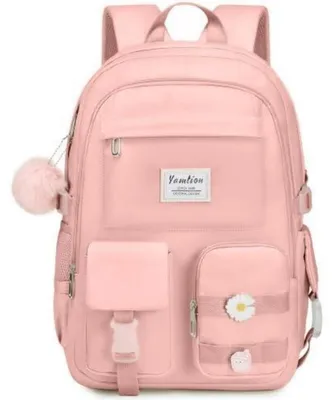 Produktbild von Schulrucksack für Teenager Mädchen, 15,6 Zoll Laptop Rucksack, Büchertasche, Rosa