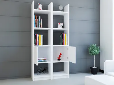 Produktbild von Skye Decor, Hochwertiges Bücherregal, Weiß, 66,2 x 150 x 29,5 cm | 100% melaminbeschichtete Spanplatte, 18 mm dick | Zahlreiche Regale, wandmontierbar, modernes Design.