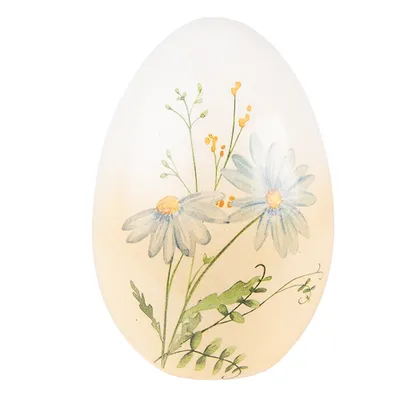 Immagine prodotto di Uovo decorativo Clayre & Eef Ø 11x17 cm Giallo Blu Fiore di terracotta