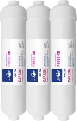 Zdjęcie produktu dla Filtr wody Swan z blokiem węgla aktywnego CTO 12 cali do odwróconej osmozy, system filtracji, przyłącze 1/4" cala (6,35 mm), 3 sztuki