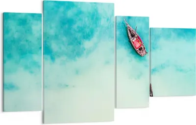 Produktbild von Bild auf Leinwand - Leinwandbild - Insel Boot Schiff Ozean - 120x70cm - Wand Bild - Wanddeko - Leinwanddruck - Bilder - Kunstdruck - Wanddekoration - Leinwand bilder - Wandkunst - DL120x70-2923