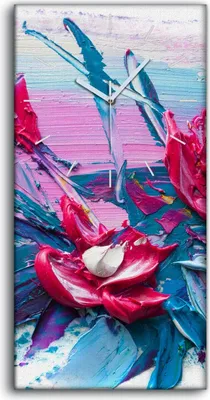Produktbild von Wanduhr Bürouhr Leinwand Bild Geräuschlos Kunstdruck 30x60 Malerei Kunst Blumen - weiße Hände
