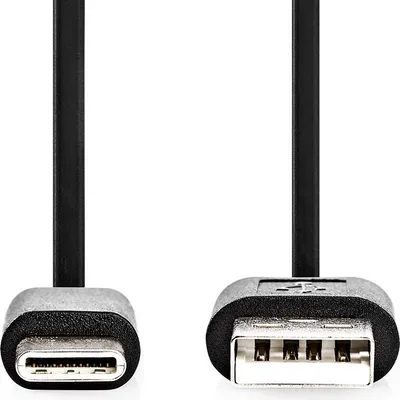 Produktbild von Nedis USB-Kabel - USB 2.0 - USB-A Stecker - USB-C Stecker - 15 W - 480 Mbps - Vernickelt - 1.00 m - Rund - PVC - Schwarz - Label