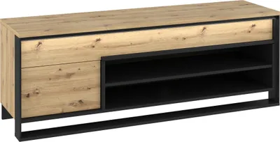 Produktbild von Furniture24 Lowoard Quant QA-04 Tv Schrank Untrerschrank Tv-Tisch Fernsehenshrank mit 2 Schubladen, 1 Tür und LED Beleuchtung