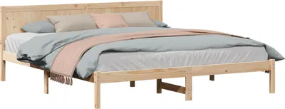 Image de Cadre de lit Marron 180 x 200 cm Bois de pin massif