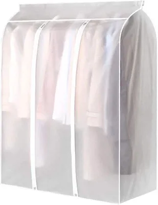 Zdjęcie produktu dla Przezroczysty, wodoodporny wieszak na ubrania z zamkiem i elementem z PEVA, 50 x 100 x 120 cm