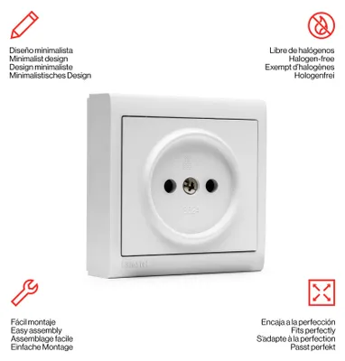 Produktbild von FAMATEL Steckdose ohne TT, 16A, 250V, Aufputz, Weiß