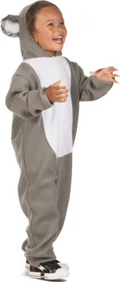 A child wearing a koala costume.