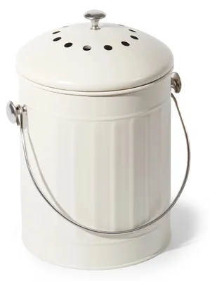 Produktbild von GREELUE Biomülleimer 5,5L mit Deckel und Sieb Bioabfalleimer Küche Creme LJT09
