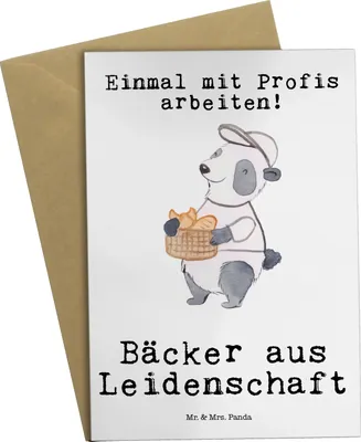 Produktbild von Mr. & Mrs. Panda Grußkarte Bäcker Leidenschaft - Weiß - Geschenk, Bäckerei, weihnachtskarten, Klappkarte, glückwunschkarten, osterkarten, Konditor, Spruch