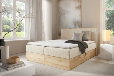 Produktbild von Boxspringbett Schlafzimmerbett ROLAND PREMIUM 180x200cm in Stoff Lincoln Beige