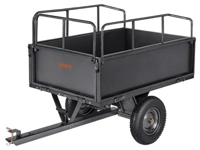 Produktbild von VEVOR Schwerlast-ATV-Anhänger Stahl-Kippwagen, 340 kg 0,43 Kubikmeter, Garten-Nutzanhänger mit abnehmbaren Seiten für Rasenmäher-Traktor, 17 cu ft