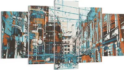 Produktbild von Bild auf Leinwand - Leinwandbild - Stadt Straße Haus - 160x85cm - Wand Bild - Wanddeko - Wandbilder - Leinwanddruck - Bilder - Kunstdruck - Wanddekoration - Leinwand bilder - Wandkunst - EA160x85-3806