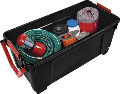 Produktbild von Aufbewahrungsbox mit Rädern Iris Schwarz/Rot Polypropylen 170 L 49 x 103 x 50 cm