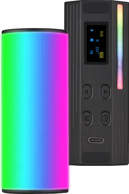 Produktbild von Andoer W100RGB Mini-LED-Videoleuchte Wiederaufladbares RGB-Fuelllicht 2500K-9000K Dimmbar 20 Lichteffekte CRI95+ LCD-Bildschirm Magnetische Rueckseite mit Mini-Desktop-Stativ-Handschlaufe fuer Vlog Live-Streaming Videokonferenz Produktfotografie