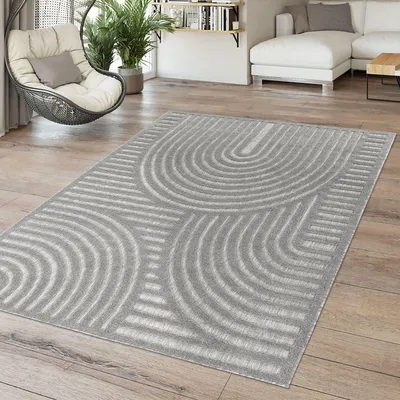 Produktbild von TT Home In-& Outdoor Teppich Wetterfest Balkon Küche Wohnzimmerteppich Boho Design 3D Design Skandi Modern Unifarben Größe 140x200 cm