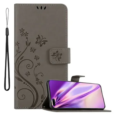 Image de Cadorabo Housse pour Huawei P40 PRO / P40 PRO+ Housse de protection grise Housse pour portable Etui Case Blumen Flower