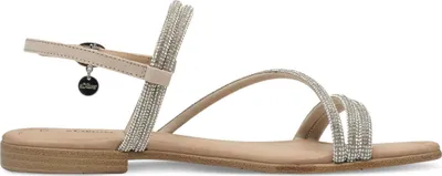 Produktbild von s.Oliver Damen Sandale Riemchen Strass Steine flach 5-28101-44, Größe:41 EU, Farbe:Beige