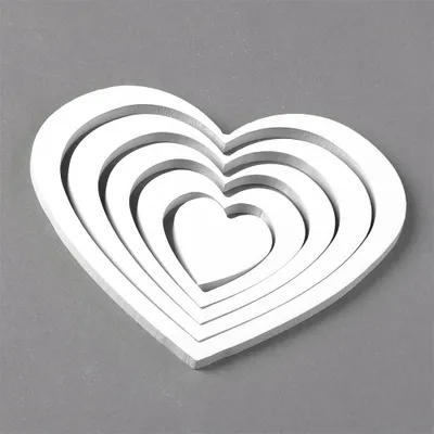 Immagine prodotto di Decorazione da parete Adesivo da parete Cuore 3D Legno 5 pezzi Adesivo murale bianco