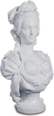 A white bust of Marie Antoinette.