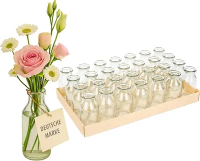 Produktbild von 32x Glasflaschen Mini Vasen Deko Hochzeit Vintage Tischdeko Blumen DIY Glas