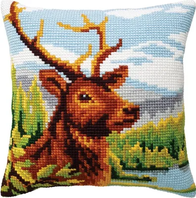 Produktbild von CDA Kreuzstichkissen Set "Am Bergfluss", bedruckt, 40x40cm