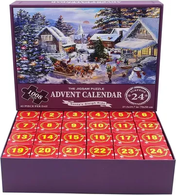 Productafbeelding van Adventskalender puzzel volwassenen 2026 - Puzzel Kerstmis sneeuw winter 1008 stukjes in 24 dozen - Huisdecoratie