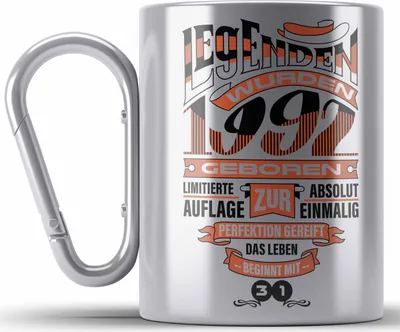 Produktbild von TRENDATION 30. Geburtstag Edelstahl Tasse Karabiner Frau Mann Geschenk 30er Geschenkidee 30 Mutter Vater (Silber)